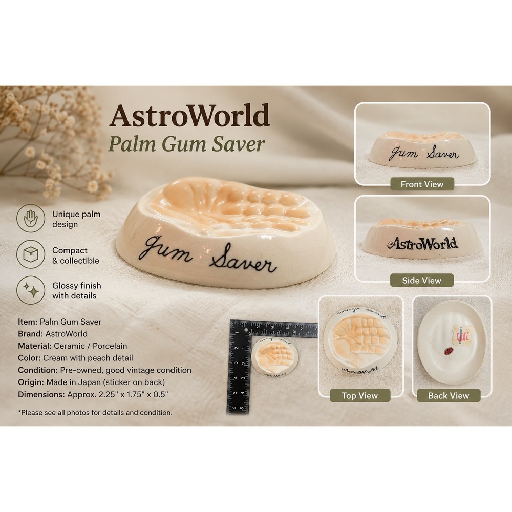 Vintage AstroWorld Gum Saver Ceramic Dish Holder Made in Japan Rare Houston TX